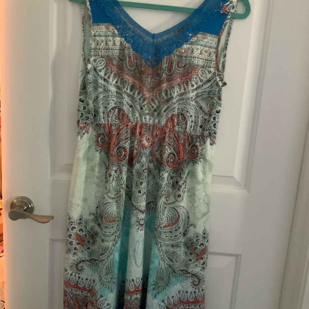 ONE WORLD Paisley Maxi Dress in Blue and Red